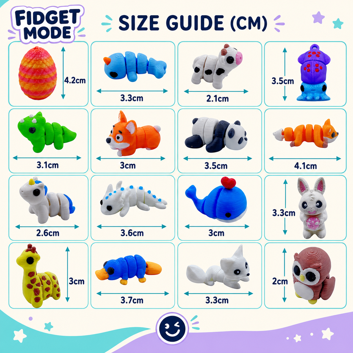 3D Printed Animal & Shell Fidget